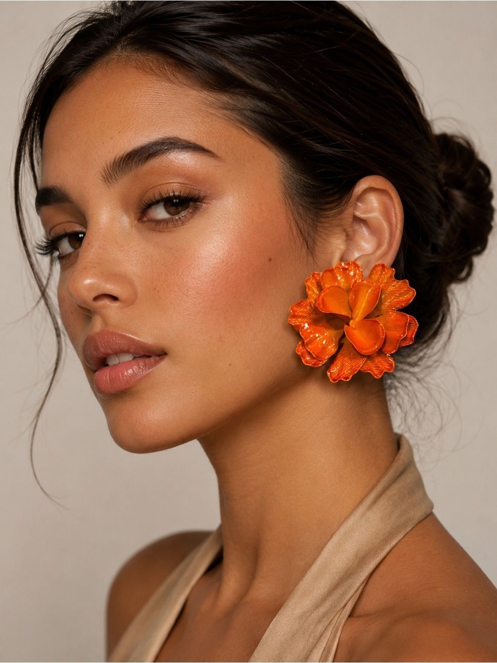 Orange Floral Earrings A1651
